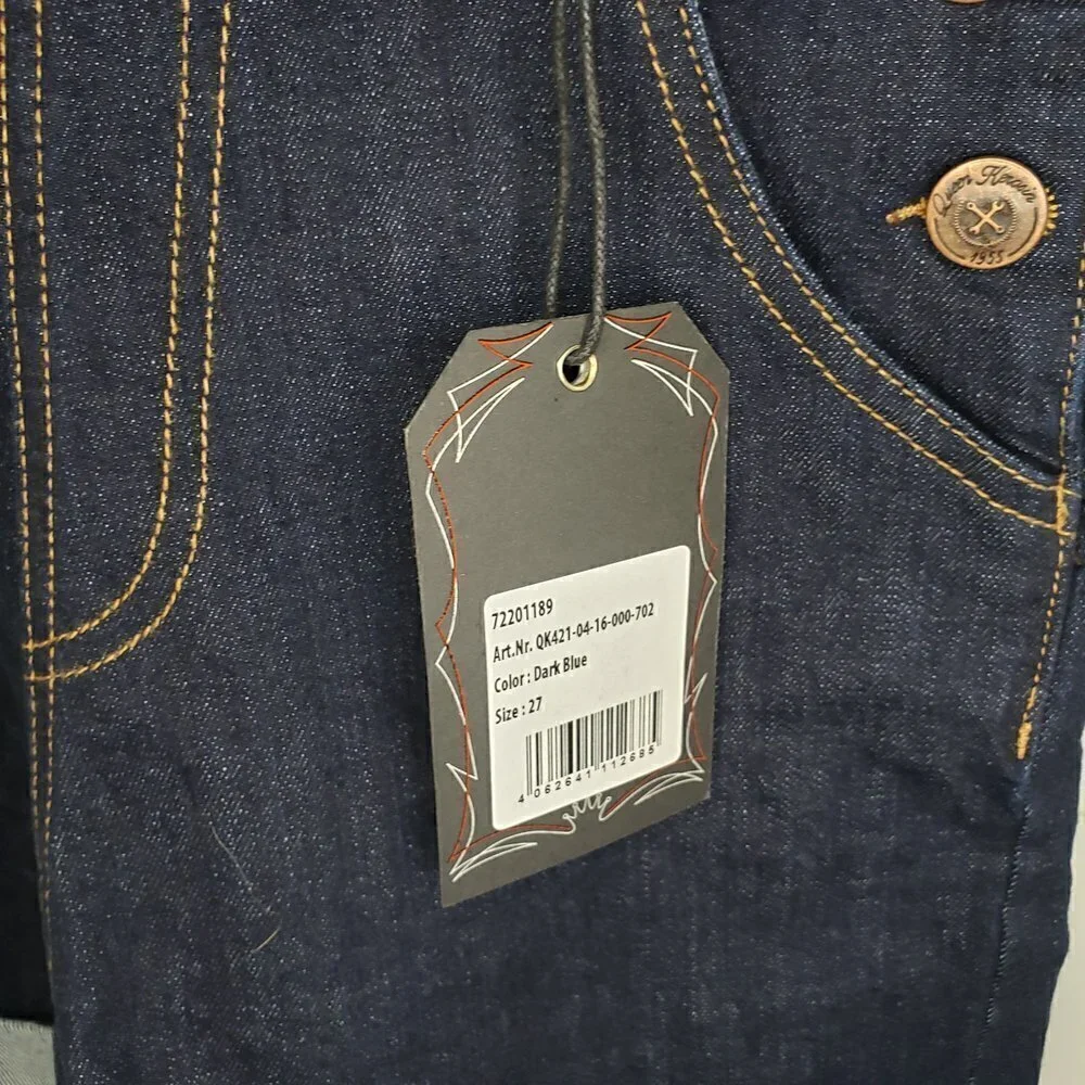 Queen Kerosin NWT Kustombuilt Rockabilly Dark Wash Shortalls Size 27 - Picture 3 of 5